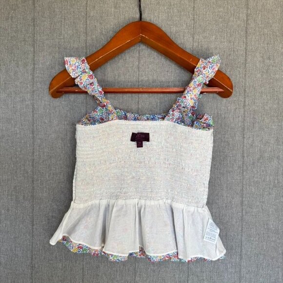 J. Crew Richmond Top Floral Liberty Fabric Smocked Peplum Ruffle Strap Size XS - Picture 7 of 8
